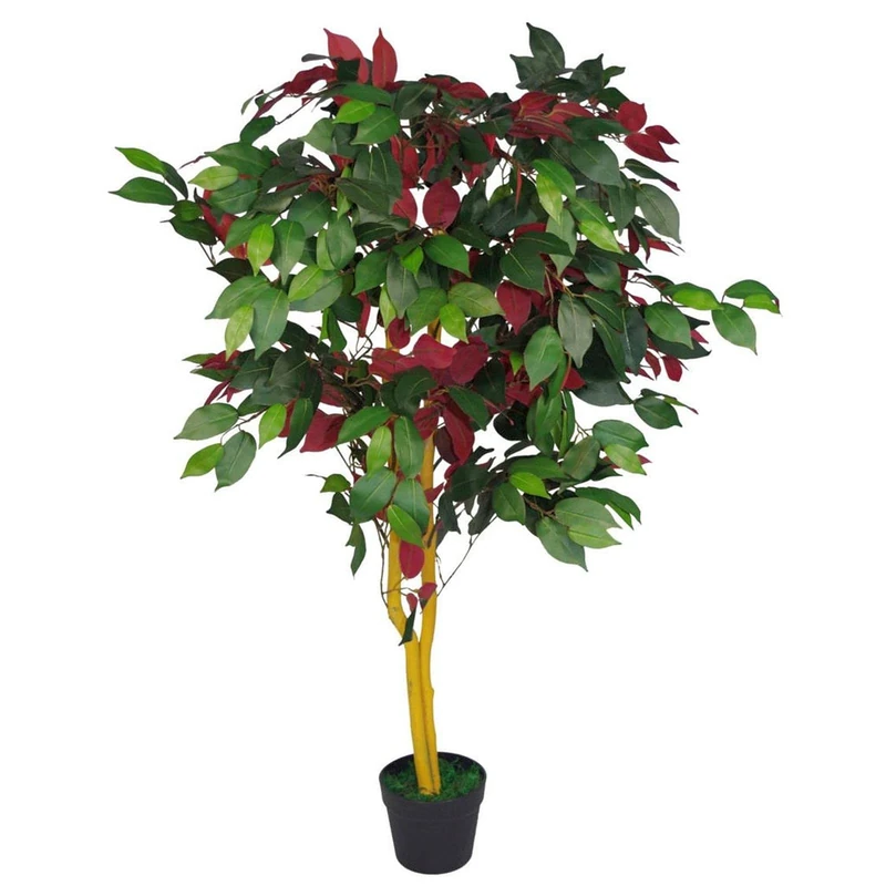 Leaf Realistic Artificial Ficus Tree/Plant, 120cm Red Green