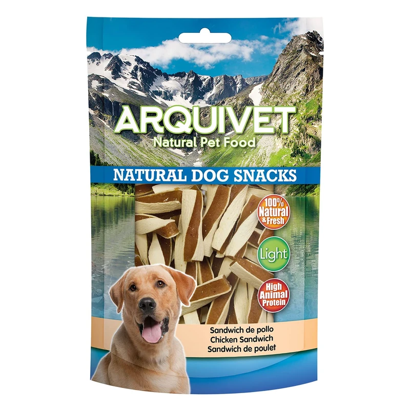 ARQUIVET Pack of 12 Chicken Sandwich Snacks 100g - Natural Dog Snacks - 100% Natural - Treats, Treats, Treats for Dogs - Light Product - Very Rich in Nutrients