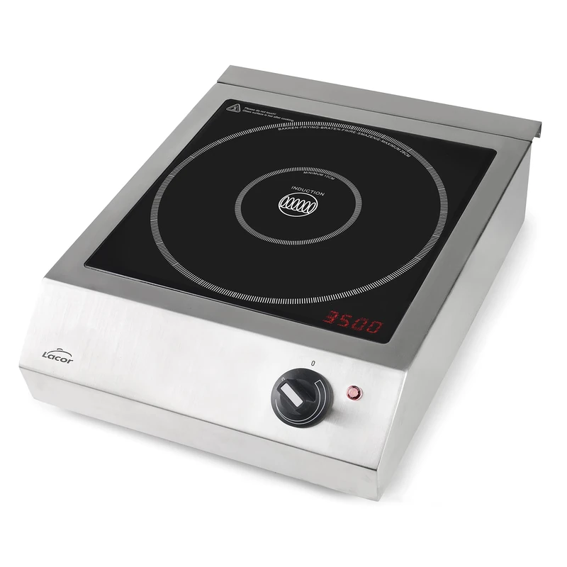 Lacor - 69362 - Easy Portable Induction Hob, Professional Portable Cooker, IPX3 System, 10 Power Levels, Suitable for Diameter Between Ø12 cm and Ø28 cm, 3500W, Stainless Steel