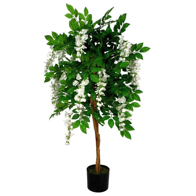 Leaf Design UK Realistic Artificial Wisteria Tree White, 130cm, AZ-BLOSSOM