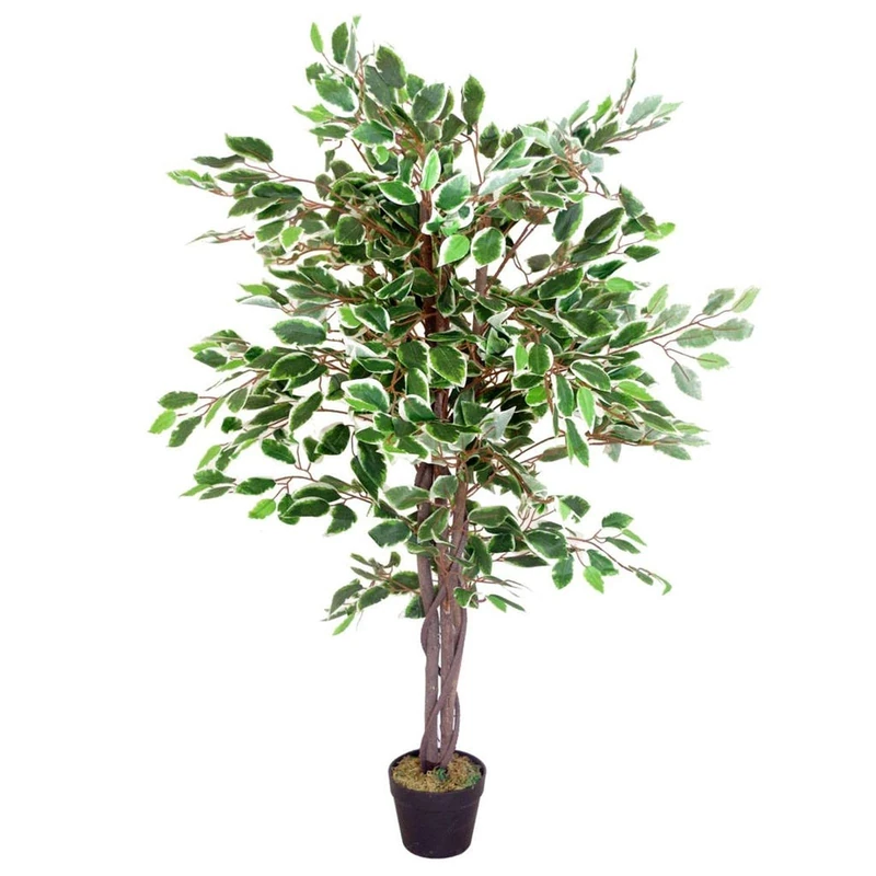Leaf Realistic Artificial Ficus Tree/Plant, 120cm Variegated