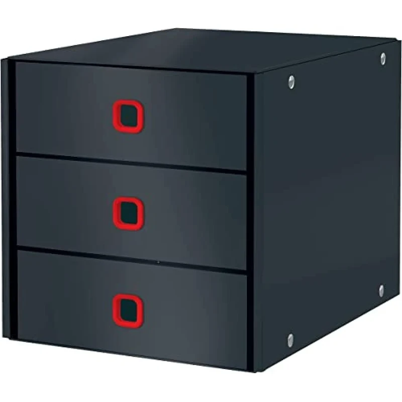 Leitz Click & Store Drawer Cabinet, 3 Drawers for Storing Papers & Documents, A4 Size Cardboard 3 Tier Folding Filing Cabinet, for Home/Office, Cosy Range, Velvet Grey, 53680089