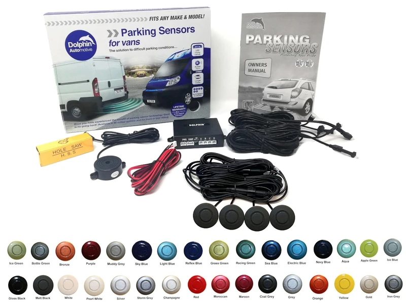 Dolphin Automotive VPS400 Rear Van Reverse Parking Sensor Rear Kit, 4 Sensors with Extensions and Audio Alerts (Matt Black)