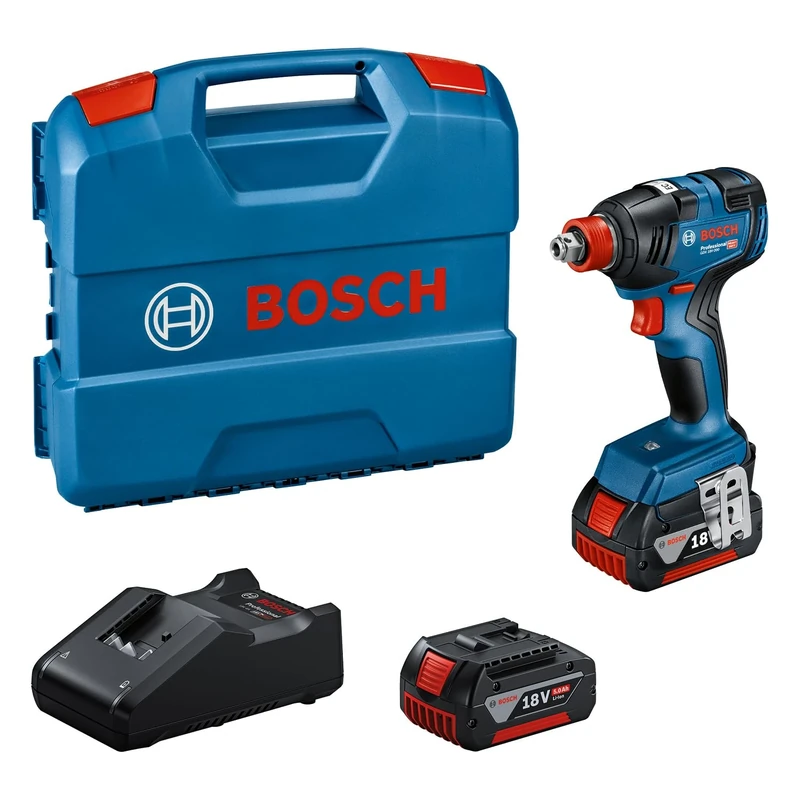 Bosch Professional 18V System Cordless Impact Driver GDX 18V-200 (max. Torque of 200 Nm, incl. 2X GBA 5.0Ah, Charger GAL 18V-40, L-CASE)