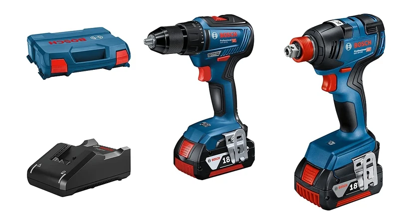 Bosch Professional 18V System Cordless Impact Driver GDR 18V-200 and Cordless Combi Drill GSB 18V-55 (incl. 2X 4.0 Ah GBA 18 V Rechargeable Battery, Quick Charger GAL 18V-40, in L-Carrying Case)