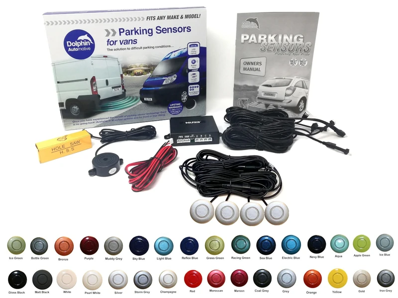 Dolphin Automotive VPS400 Rear Van Reverse Parking Sensor Rear Kit, 4 Sensors with Extensions and Audio Alerts (Silver)