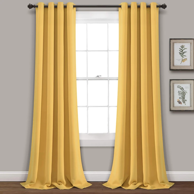 Lush Décor Insulated Grommet Blackout Window Curtain Panels Yellow 52X108 Set