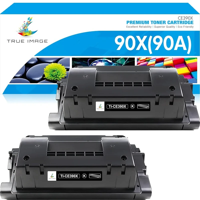 TRUE IMAGE Compatible Toner Cartridge Replacement for HP 90X 90A CE390A CE390X HP Laserjet Enterprise 600 M601 M602 M603 M4555 M602dn M602n M602x M603dn M603n M4555f M4555h (Black, 2-Pack)