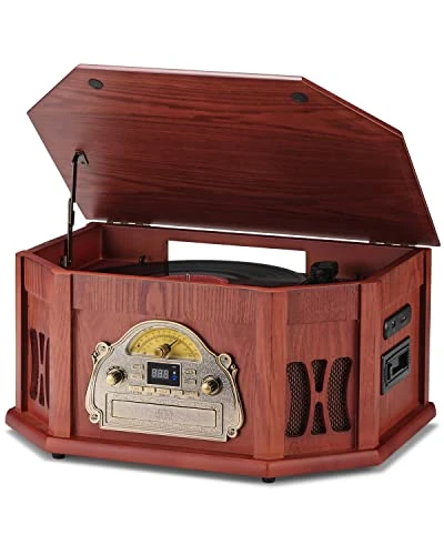 ORCC Record Player Turntable 3-Speed Bluetooth Suitcase Portable Belt-Driven Record Player with Built-in Speakers RCA Line Out AUX in Headphone Jack Black