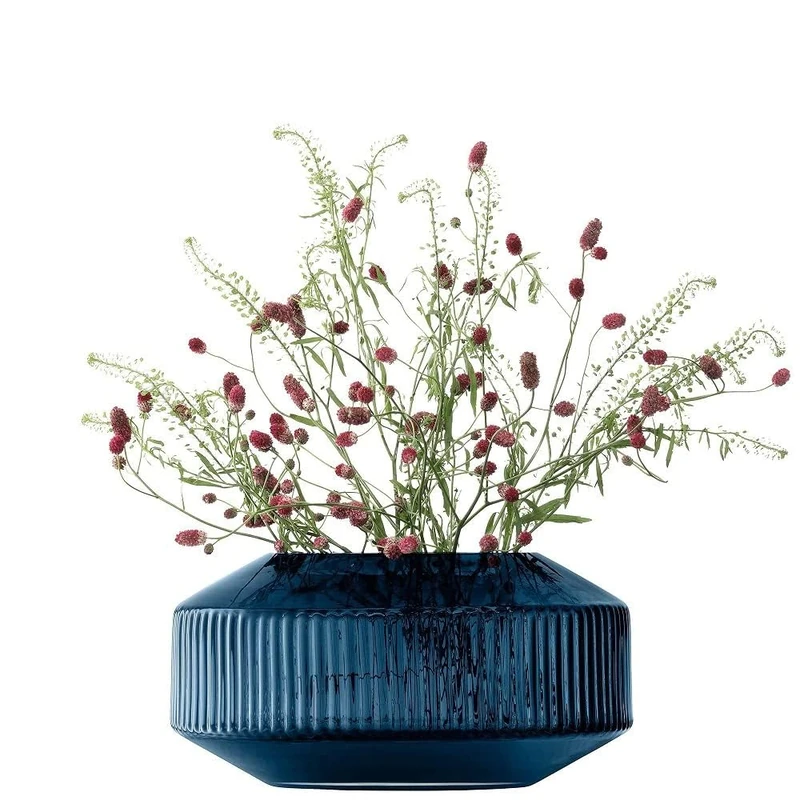 LSA International Rotunda Wide Vase H14cm Sapphire| 1 Unit | Mouthblown & Handmade Glass | RT10