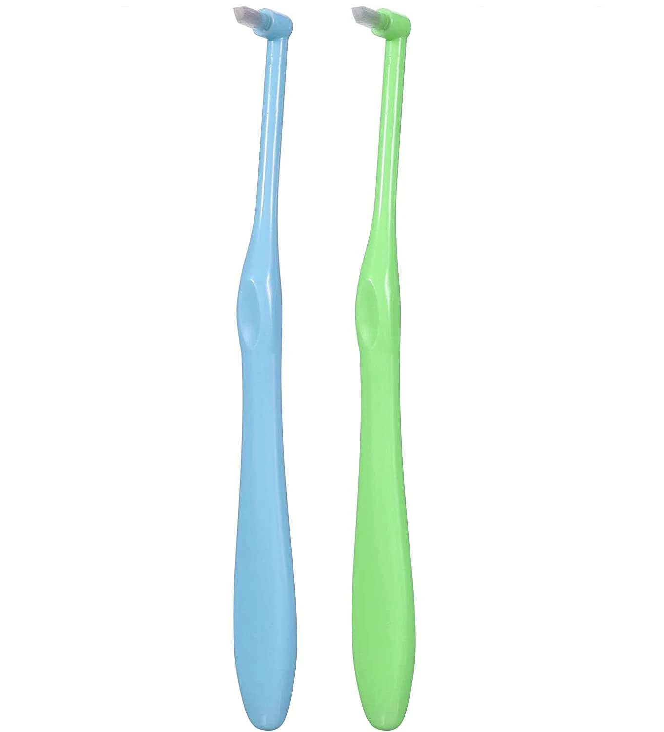 Cretty-Meet 2pcs Interspace Toothbrush Soft Trim Single Tufted Wisdom Toothbrush for Detail Cleaning and Orthodontic Braces (Green and Blue)