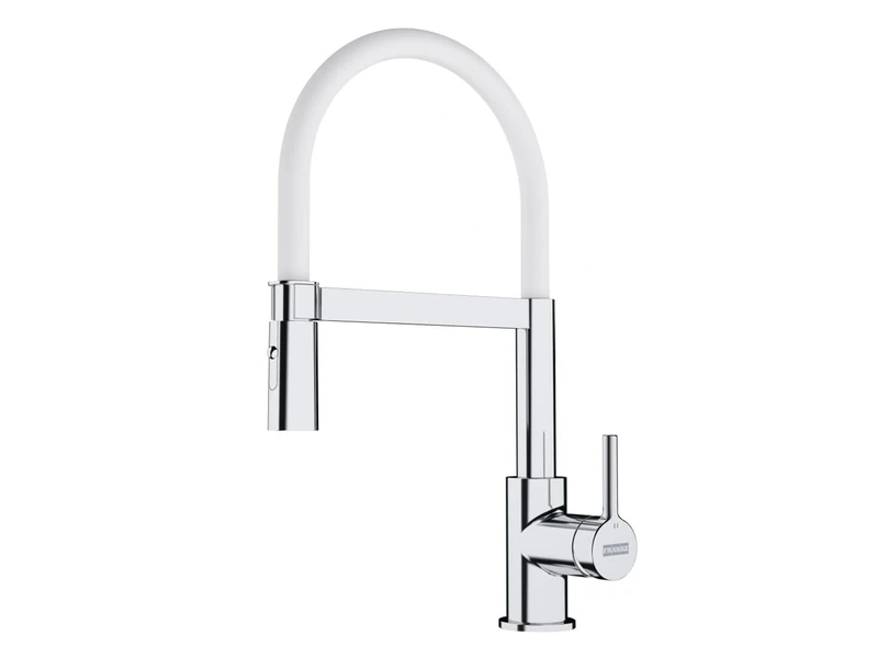 Tap for Kitchen Sinks with a Pull-Out spout and Spray Function from Franke Lina semi-pro - Chrome/White - 115.0626.088