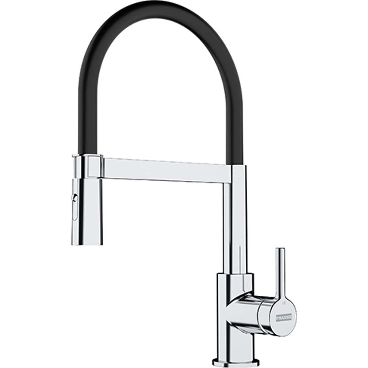 Tap for Kitchen Sinks with a Pull-Out spout and Spray Function from Franke Lina semi-pro - Chrome/Black - 115.0626.085