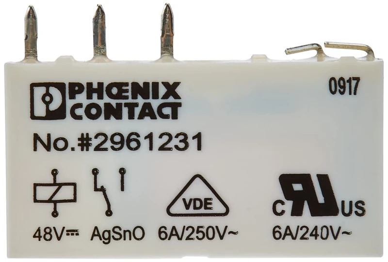 PHOENIX CONTACT REL-MR-48DC/21 Plug-In Miniature Relay with Power Contact, 1 Changer, 48 V DC Input Voltage, Pack of 10