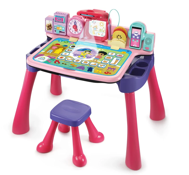 VTech 80-540954 5-in-1 magic desk pink gaming desk, German language