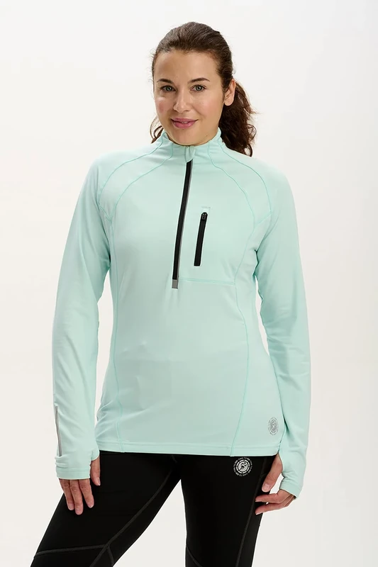 Time To Run Long Sleeve Running/Gym/Sports Top For Women Thermal Breathable Quick Dry Shirt Ideal For Winter With Chest Pocket & Thumbloops 14 Mint - Image 1