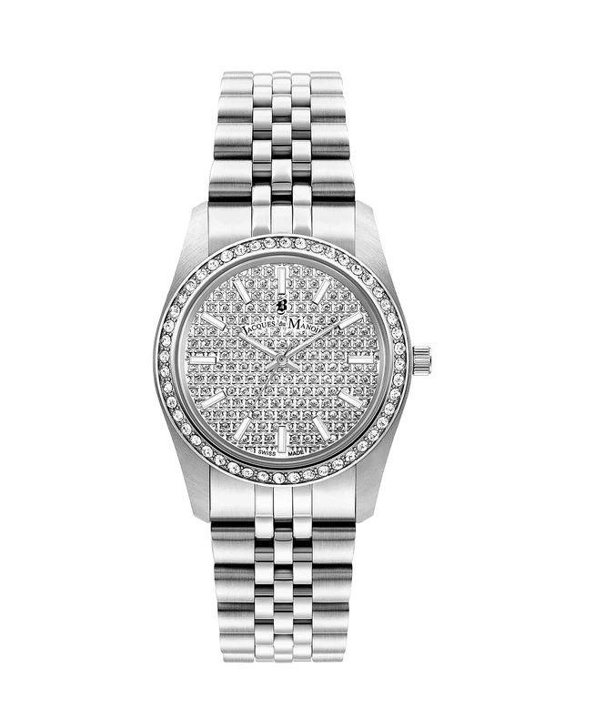 Jacques du Manoir Ladies Swiss Made Inspiration Glamour Silver Plated Stainless Steel Bracelet Watch