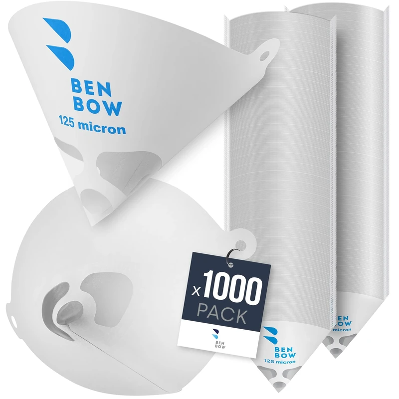 BenBow Paint strainer 125µ x 1000 pieces - disposable paper filter with nylon mesh - for filtering paints and lacquers from contamination… - Image 1