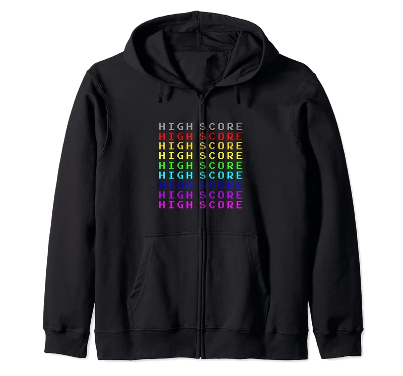 Old School HIGH SCORE Arcade Gamer play video games outfit Zip Hoodie