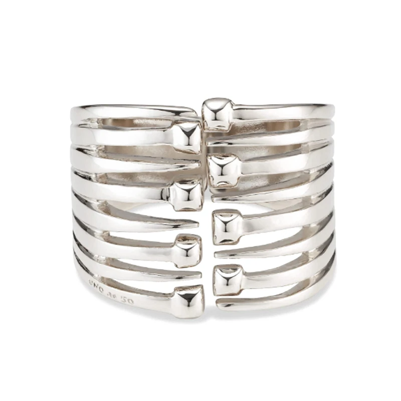 Bracelet Ancha of Alloy of Metal Plated in Silver of Sterling with Múltiples Cabezas of Clavo- Min Perimeter 16
