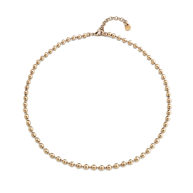 Chain of Alloy of Metal Plated in Gold 18k. Bolas Continuas, Cierre Mosquetón and Extensión- Mín Longitud: 43,5