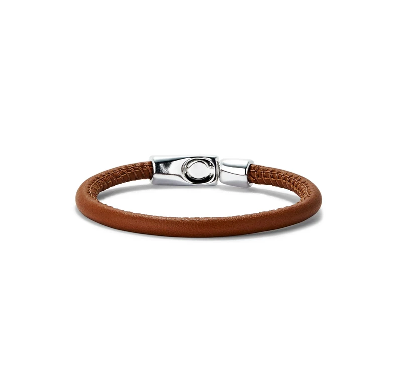 Bracelet of Leather Color Camel with Cierre of Alloy of Metal Plated Silver of Sterling - Min Perimeter 20