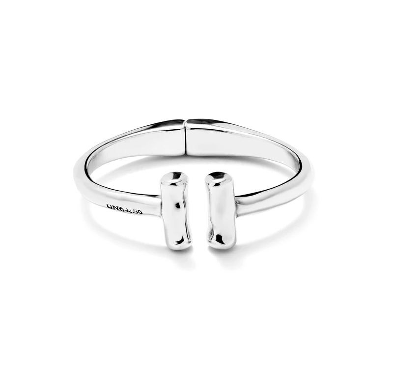 Bracelet Rigida of Alloy of Metal Plated in Silver of Sterling and Dos Tubos in Extremos- Min Perimeter 17,5