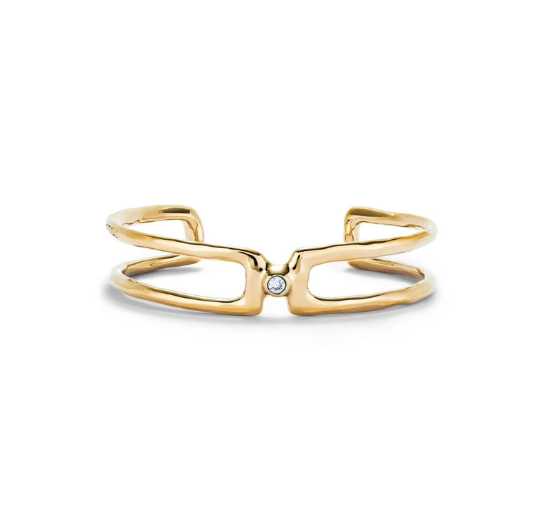 Bracelet Rigida Doble of Alloy of Metal Plated in Gold 18k with Topacio White Min Perimeter 16,7 - Image 1