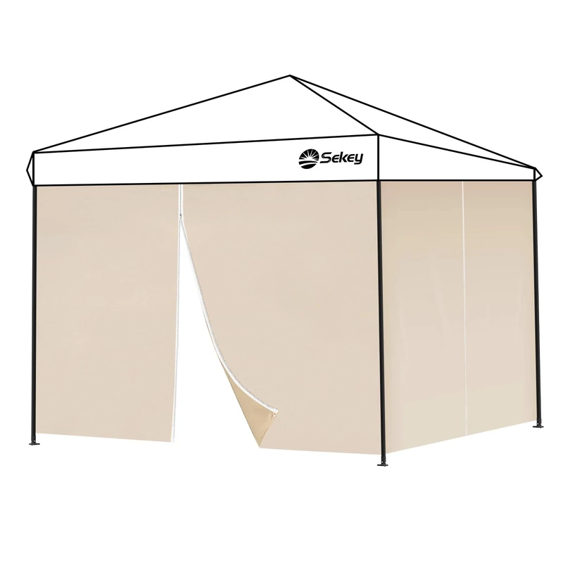 Sekey 2 x Side Walls for Gazebo, 3 x 3, Waterproof, Winterproof, Side Walls for Gazebo, Party Tent, Garden Tent, 3 x 3 m, 1 Window, 1 Door, Grey (Khaki, 2 Door