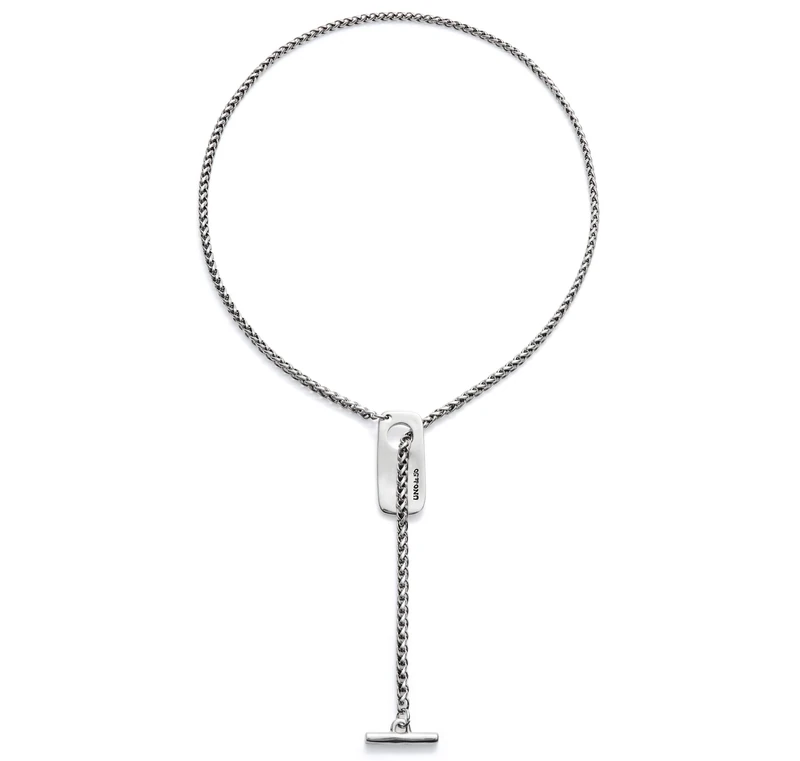 Chain Adjustable of Alloy of Metal Plated in Silver of Sterling and Figure Central- Mín Longitud: 65