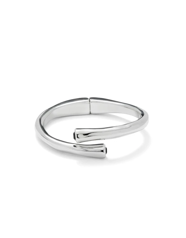 Bracelet Rigida of Alloy of Metal Plated in Silver of Sterling and Lens Black in Extremos- Min Perimeter 15 - Image 1