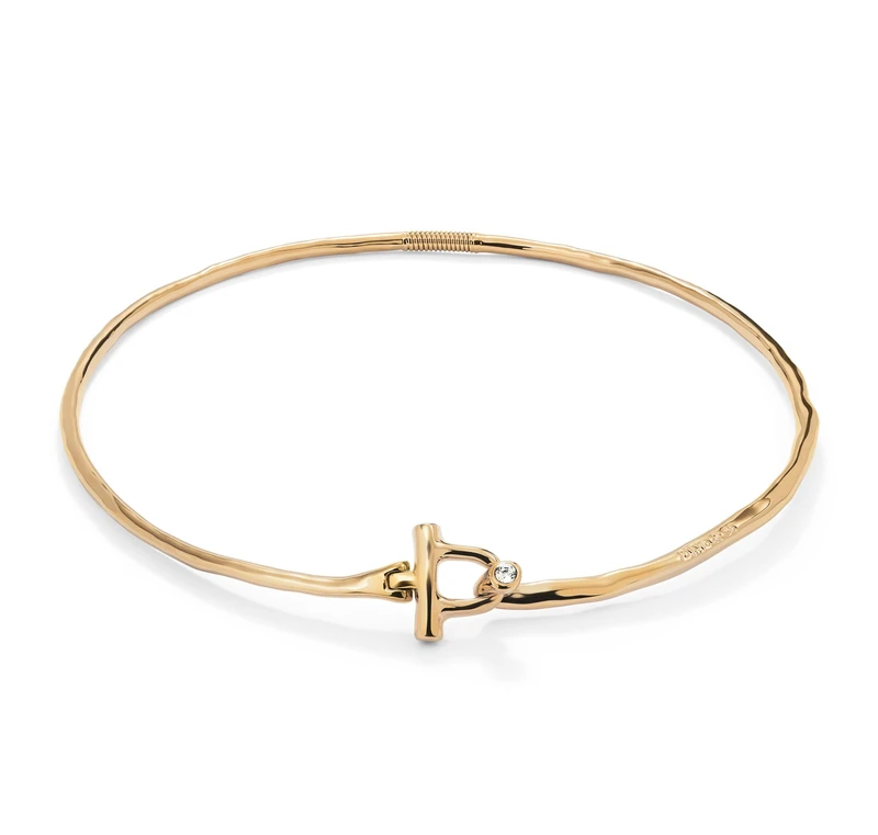 Necklace Rigid with Cierre Frontal of Alloy of Metal Plated in Gold 18k with Topacio White Mín Longitud: 37
