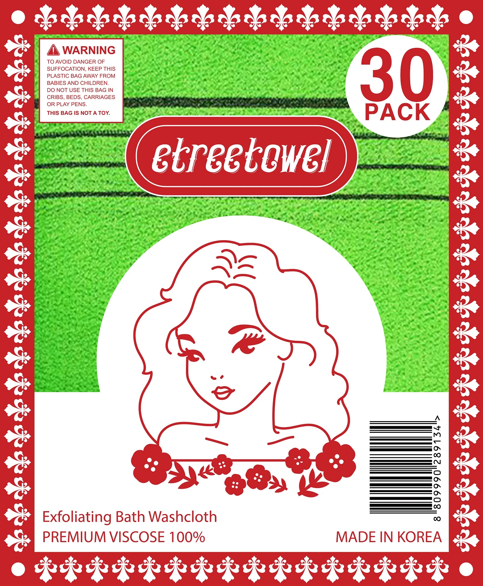 Made in Korean Asian Exfoliating Bath Washcloths Mitt (17.5 x 14cm) Scrub for Body washcloth Glove Premium Viscose Rayon Onsen Towel (30 pcs)