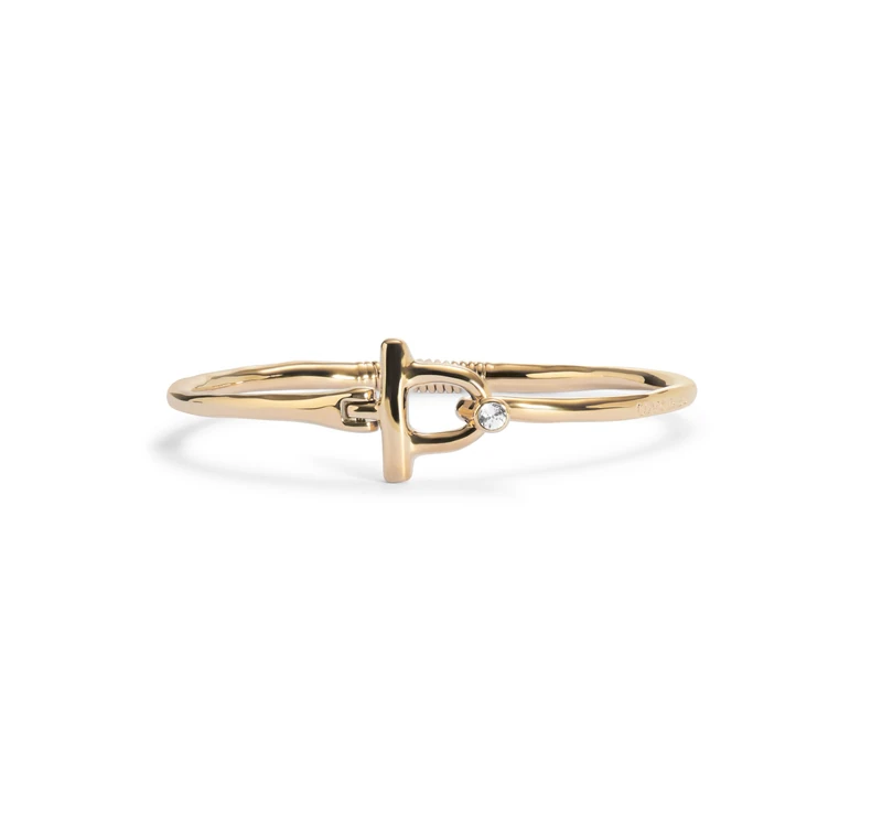 Bracelet Rigida with Cierre Frontal of Alloy of Metal Plated in Gold 18k with Topacio White Min Perimeter 15,7