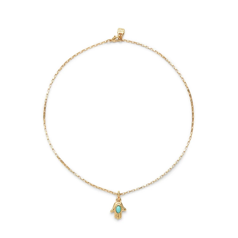 UNO DE 50 Necklace of Chain with Charm with Piedra Turquoise of Alloy of Metal Plated in Gold 18k- Mín Longitud: 39,5