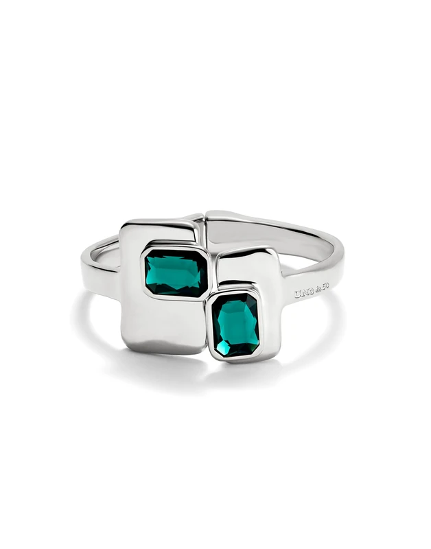 UNO DE 50 Bracelet of Alloy of Metal Plated in Silver of Sterling with Lens Facetado Green Min Perimeter 17,5