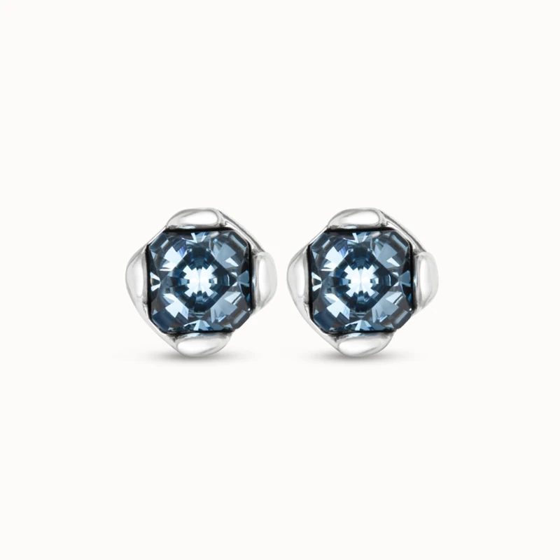 Pendant of Alloy of Metal Plated in Silver of Sterling with 1 Lens Facetado Blue Estilo Stud- Mín Longitud: 0,8