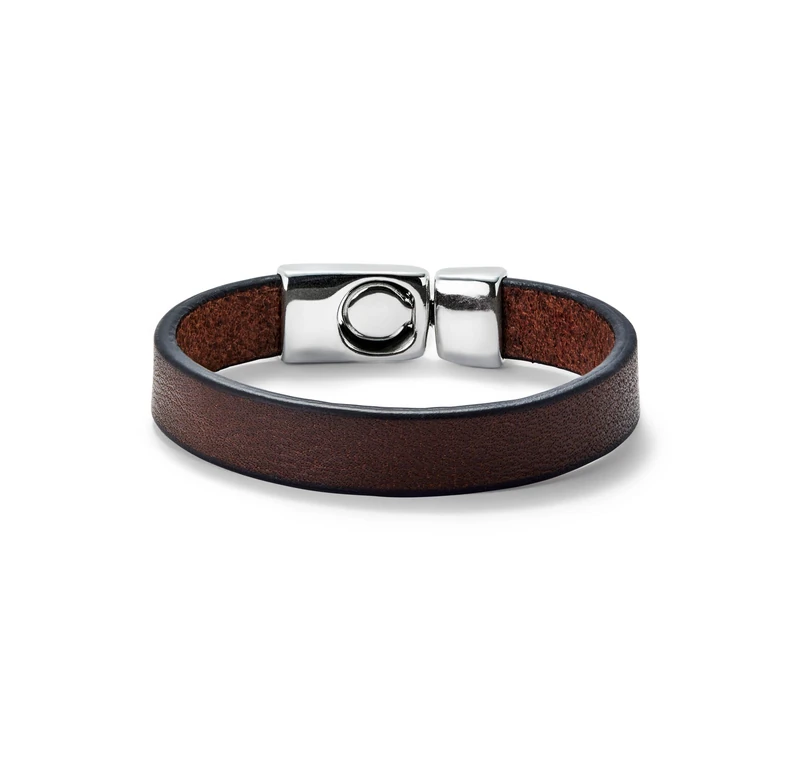 Bracelet of Leather Brown Lisa with Cierre of Alloy of Metal Plated Silver of Sterling - Min Perimeter 18,8 - Image 1