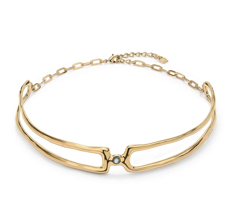 Necklace Doble of Alloy of Metal Plated in Gold 18k with Topacio White Mín Longitud: 34,5