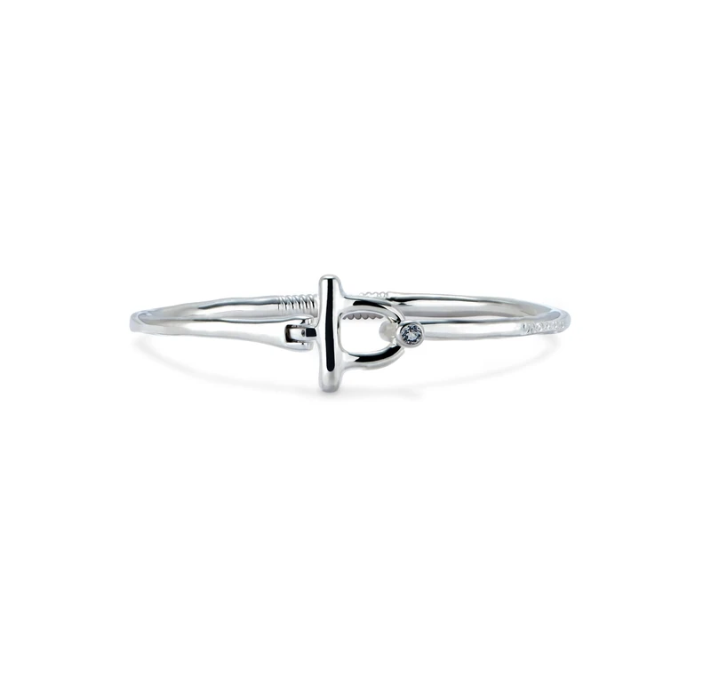 Bracelet Rigida with Cierre Frontal of Alloy of Metal Plated in Silver of Sterling with Topacio White Min Perimeter 17,5
