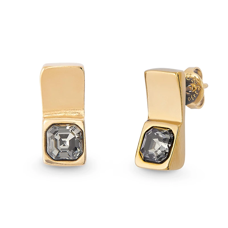 Pendant of Alloy of Metal Plated in Gold 18k with Lens Facetado Black - Mín Longitud: 1,7