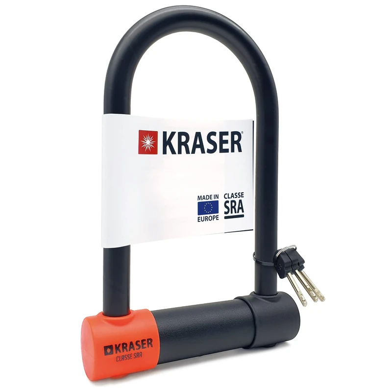 KRASER KR120M Robust U Lock Motorcycle, SRA Approved, Tested High Security, 120x310mm/4.7x8.66in ø18mm/0.7 Shackle Double Locking, Anti-Pick Lock, Heavy Duty Anti Theft U Lock for Moto Scooter Ebike