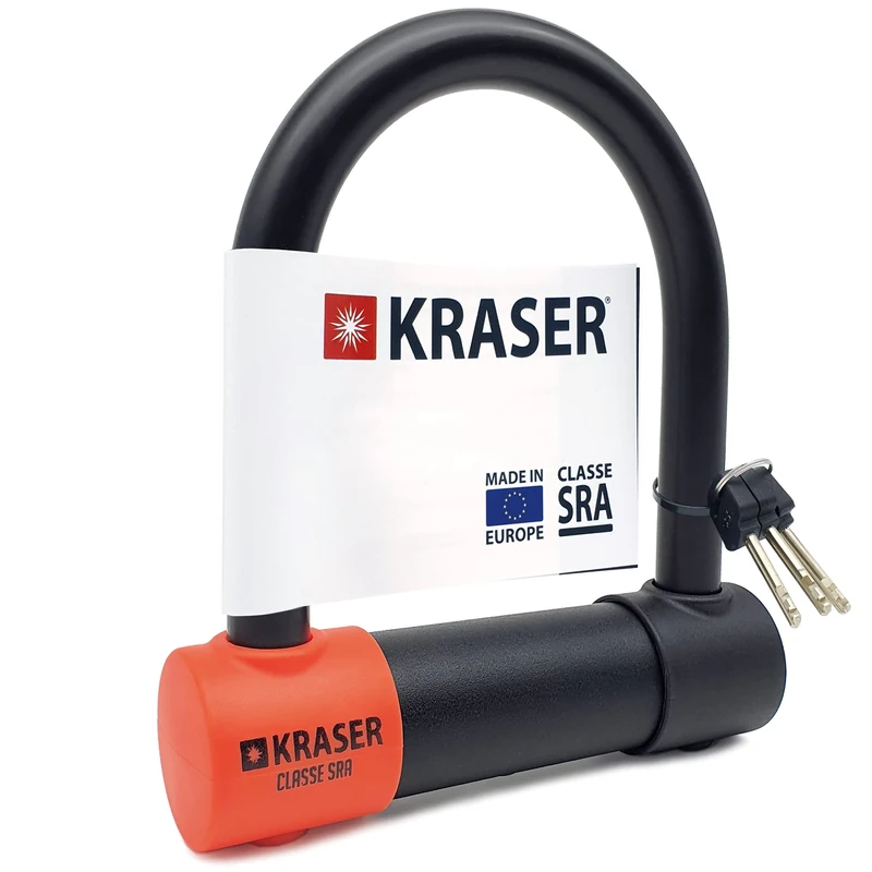 KRASER KR120S Robust U Lock Motorcycle, SRA Approved, Tested High Security, 120x310mm/4.7x4.92in ø18mm/0.7 Shackle Double Locking, Anti-Pick, Heavy Duty Anti Theft U Clamp Lock for Moto Scooter Ebike