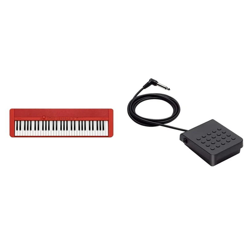 CT-S1 RD Casiotone Piano-Keyboard & SP-3 - Sustain Pedal Compatible with All Keyboards and Digital Pianos with A Pedal Jack