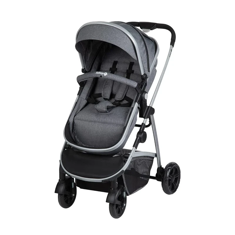 Safety 1st Hello 2 in 1 Duo Baby Carriage, Reversible and Reclinable, Seat Transforms into a carrycot, Footmuff, Raincover Stroller and Baby Seat Adapters Included,Black Chic - Image 1