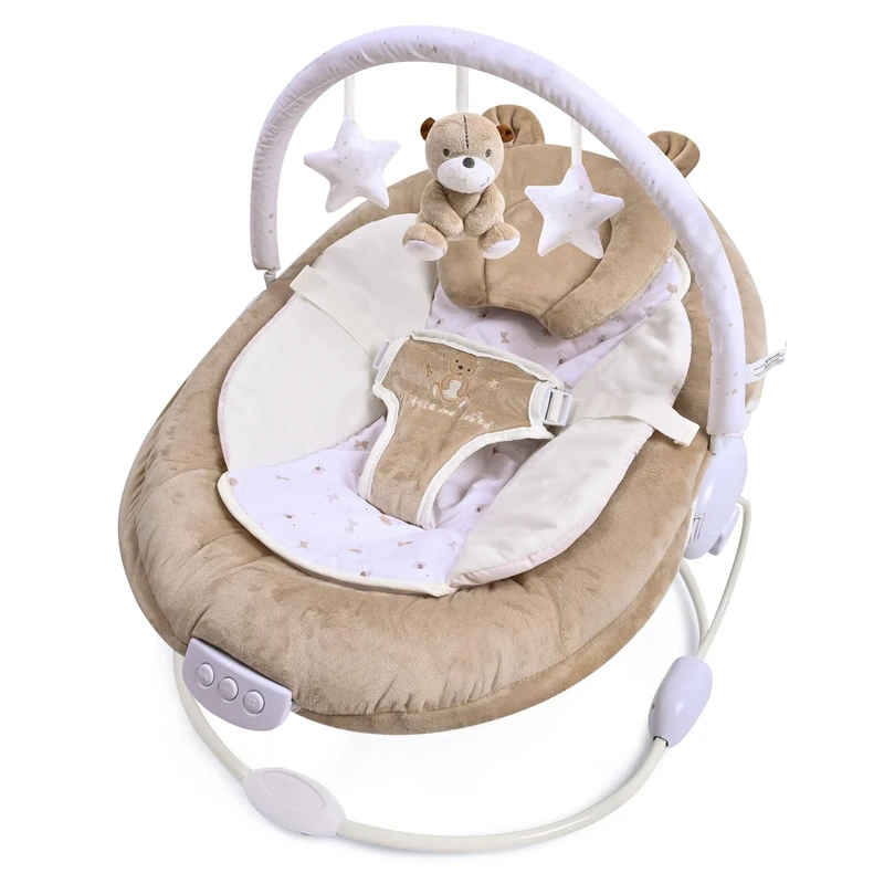 LADIDA First Baby Bouncer, Sweet Teddy Bear Design, Soothing Music, Suitable for Newborns