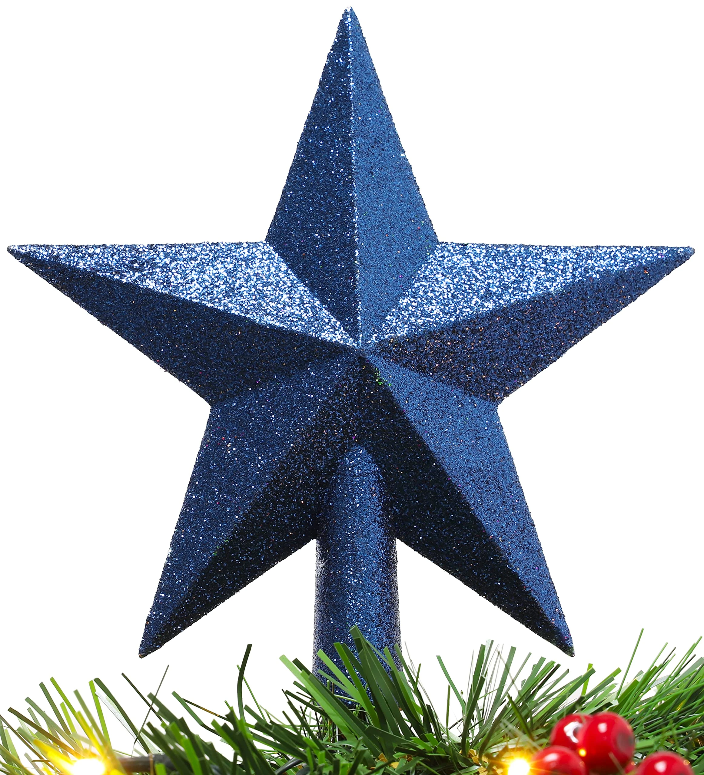Christmas Concepts® 200mm (8") Glitter Tree Top Star Decoration – Christmas Tree Topper (Midnight Blue)