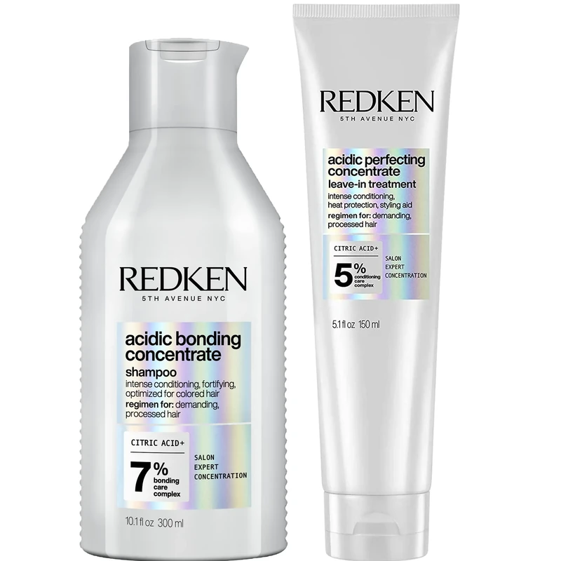 REDKEN | Acidic Bonding Concentrate | Shampoo 300ml & Leave-In Treatment 150ml | Repairs & Protects Colour-Treated Hair | Bundle