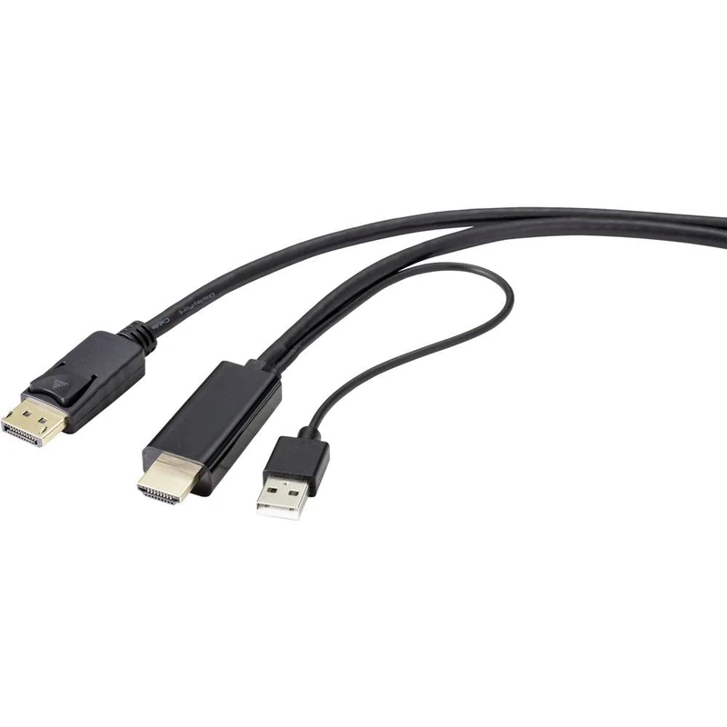 Renkforce HDMI Connection Cable 2.00 m RF-4600632 DisplayPort 1.2 Black [1x HDMI Male to 1x DisplayPort Male]