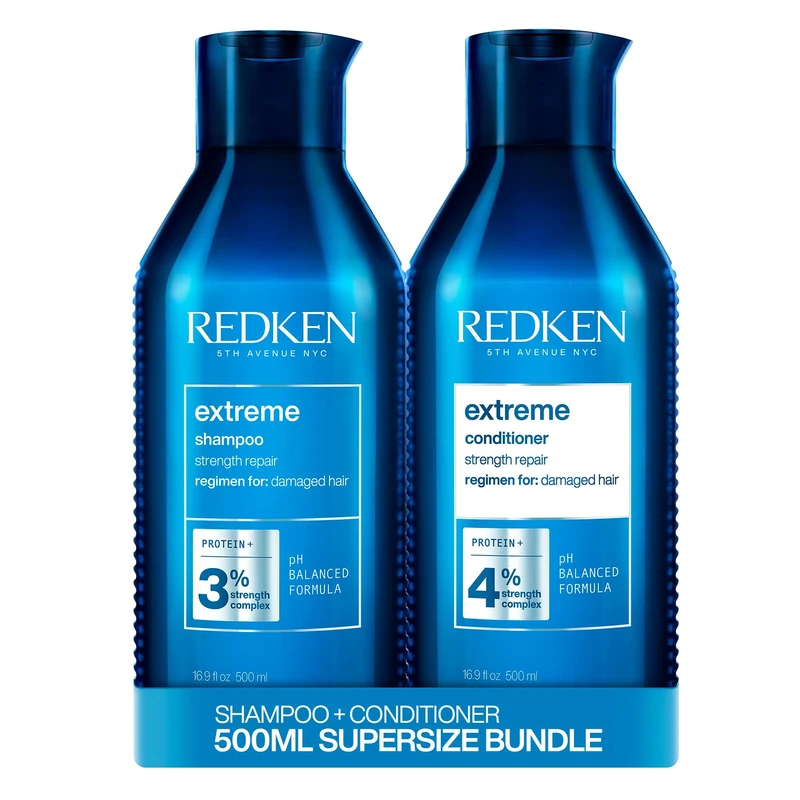 Redken Extreme Shampoo and Conditioner, For Damaged Hair, Repairs Strength & Adds Flexibility